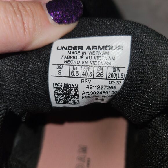 Under Armour Women's Charged Assert 9 Running Shoe, Black/Pink Sands, 9 - Picture 3 of 5